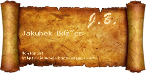 Jakubek Bács névjegykártya